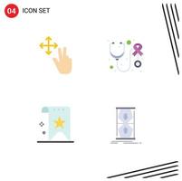 Stock Vector Icon Pack of 4 Line Signs and Symbols for finger quality health care reputation Editable Vector Design Elements