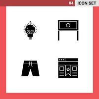 4 Thematic Vector Solid Glyphs and Editable Symbols of success shorts light household clothing Editable Vector Design Elements