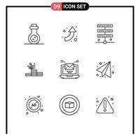 Modern Set of 9 Outlines Pictograph of email laptop internet computer money Editable Vector Design Elements