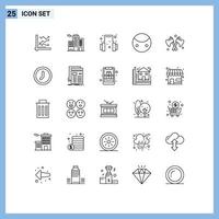 Line Pack of 25 Universal Symbols of tool symbols office symbolism greatness Editable Vector Design Elements