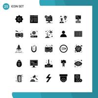 Universal Icon Symbols Group of 25 Modern Solid Glyphs of computer idea account employee update Editable Vector Design Elements