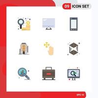 Flat Color Pack of 9 Universal Symbols of hotel dormitory pc city tablet Editable Vector Design Elements