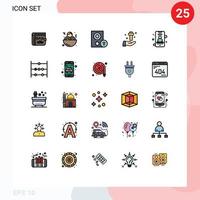 User Interface Pack of 25 Basic Filled line Flat Colors of mobile cross devices christian hand Editable Vector Design Elements