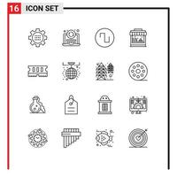 16 User Interface Outline Pack of modern Signs and Symbols of ram hardware coding park shop Editable Vector Design Elements