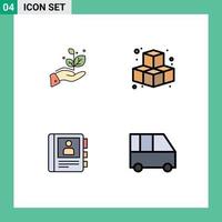 4 Thematic Vector Filledline Flat Colors and Editable Symbols of growth diary success play delivery van Editable Vector Design Elements