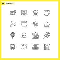 User Interface Pack of 16 Basic Outlines of design light wifi lamp secure Editable Vector Design Elements