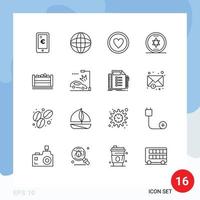 Set of 16 Modern UI Icons Symbols Signs for box bangladesh achievement magic circle Editable Vector Design Elements