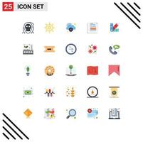 User Interface Pack of 25 Basic Flat Colors of file data brightness virus infected Editable Vector Design Elements