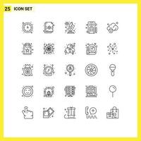 25 User Interface Line Pack of modern Signs and Symbols of favorite secure science protection data Editable Vector Design Elements