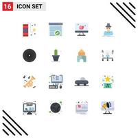 Editable Vector Line Pack of 16 Simple Flat Colors of eye spy monitor incognito detective Editable Pack of Creative Vector Design Elements