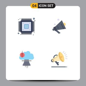 Flat Icon Pack of 4 Universal Symbols of chip explosion encryption ecommerce special Editable Vector Design Elements