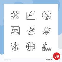 Pictogram Set of 9 Simple Outlines of avatar help skin contact center Editable Vector Design Elements