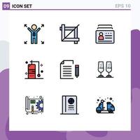 Set of 9 Modern UI Icons Symbols Signs for file document document data travel Editable Vector Design Elements