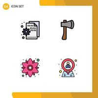 Set of 4 Modern UI Icons Symbols Signs for browser building page ax tool chamomile Editable Vector Design Elements