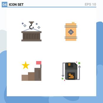 4 Universal Flat Icons Set for Web and Mobile Applications box analysis logistic oil graph Editable Vector Design Elements