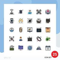 Pictogram Set of 25 Simple Filled line Flat Colors of share network delete business person Editable Vector Design Elements