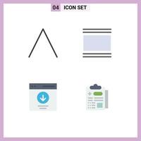 Group of 4 Modern Flat Icons Set for arrow download cover thumbnails message Editable Vector Design Elements