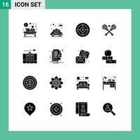 Set of 16 Modern UI Icons Symbols Signs for electricity stick audience lacrosse target Editable Vector Design Elements