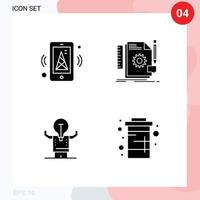 Group of 4 Modern Solid Glyphs Set for internet business mobile develop man Editable Vector Design Elements