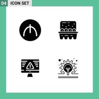 Set of 4 Vector Solid Glyphs on Grid for manat error baking ingredients bulb Editable Vector Design Elements