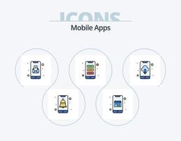 Mobile Apps Line Filled Icon Pack 5 Icon Design. application. notification. app. interface. ux vector