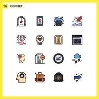 Modern Set of 16 Flat Color Filled Lines and symbols such as startup currency hospital business internet Editable Creative Vector Design Elements