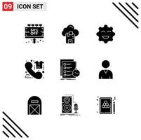 Set of 9 Modern UI Icons Symbols Signs for todo order server direct call Editable Vector Design Elements