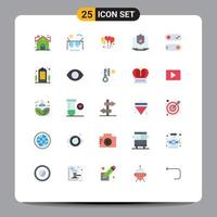 Pack of 25 Modern Flat Colors Signs and Symbols for Web Print Media such as protection laptop bloone internet antivirus Editable Vector Design Elements