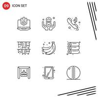 9 Creative Icons Modern Signs and Symbols of flag celebrate fast phone call communication Editable Vector Design Elements