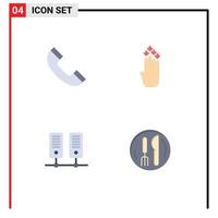 Set of 4 Modern UI Icons Symbols Signs for call server finger down service Editable Vector Design Elements