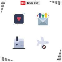 Set of 4 Vector Flat Icons on Grid for play button technology full promotion flight Editable Vector Design Elements