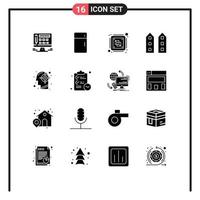 User Interface Pack of 16 Basic Solid Glyphs of store shop front central house processor Editable Vector Design Elements