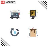 Pack of 4 Modern Flat Icons Signs and Symbols for Web Print Media such as breakfast ecology toaster sign nature Editable Vector Design Elements