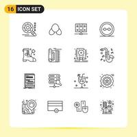 Set of 16 Modern UI Icons Symbols Signs for shose glasses computer geek eye glasses Editable Vector Design Elements