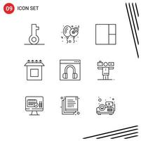 User Interface Pack of 9 Basic Outlines of help contact women chat install Editable Vector Design Elements