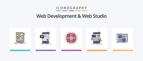 Web Development And Web Studio Line Filled 5 Icon Pack Including lifebuoy. help. test. mark. list. Creative Icons Design vector