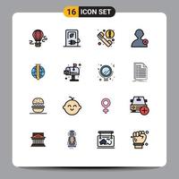 Set of 16 Modern UI Icons Symbols Signs for analysis user vehicle man news Editable Creative Vector Design Elements