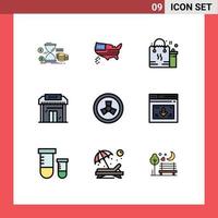 Set of 9 Modern UI Icons Symbols Signs for market business usa building package Editable Vector Design Elements