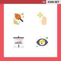 Set of 4 Modern UI Icons Symbols Signs for autumn presentation jam hand cursor chart Editable Vector Design Elements