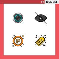 Modern Set of 4 Filledline Flat Colors Pictograph of complexity view concept maze signs Editable Vector Design Elements