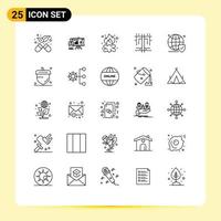 25 Creative Icons Modern Signs and Symbols of website globe bonfire type creative Editable Vector Design Elements