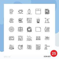 Universal Icon Symbols Group of 25 Modern Lines of hardware data business component grid Editable Vector Design Elements