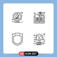 Modern Set of 4 Filledline Flat Colors and symbols such as alarm security awareness day estate Editable Vector Design Elements