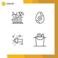 User Interface Pack of 4 Basic Filledline Flat Colors of achieve back reach easter noodle Editable Vector Design Elements