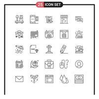 Universal Icon Symbols Group of 25 Modern Lines of chat shop computer online business Editable Vector Design Elements