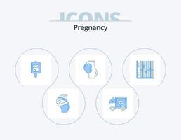 el embarazo azul icono paquete 5 5 icono diseño. embarazada. médico. muestras prueba vector