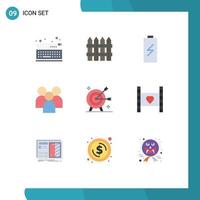 Modern Set of 9 Flat Colors and symbols such as team management battery group electricity Editable Vector Design Elements