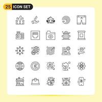 Group of 25 Modern Lines Set for pants forecasting model agriculture model farming Editable Vector Design Elements