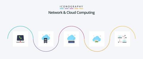 Network And Cloud Computing Flat 5 Icon Pack Including . networking. technology. laptop. technology vector