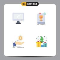 Mobile Interface Flat Icon Set of 4 Pictograms of computer rules imac dominion cash out Editable Vector Design Elements